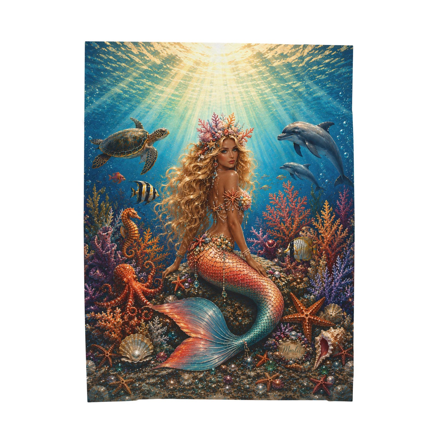 Coral Queen Velveteen Plush Blanket