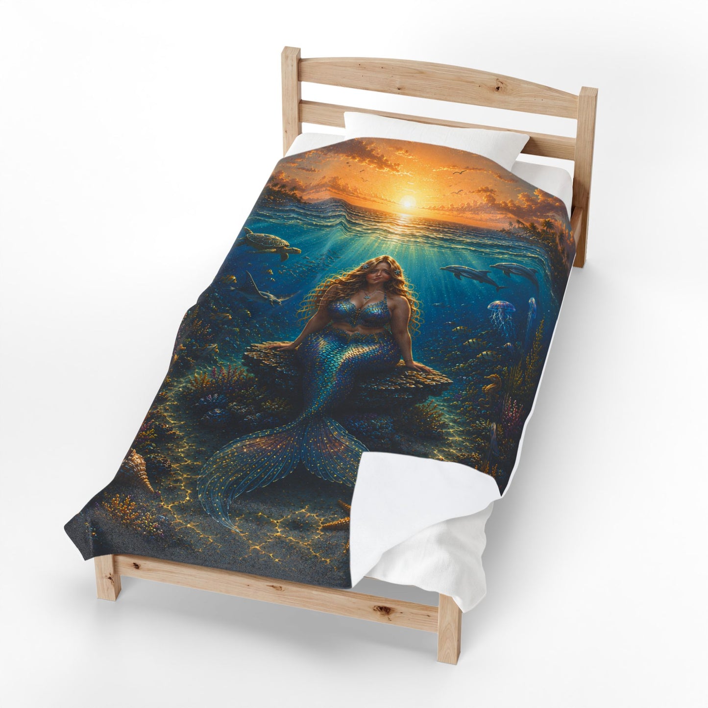 Mermaid Sunset Velveteen Plush Blanket