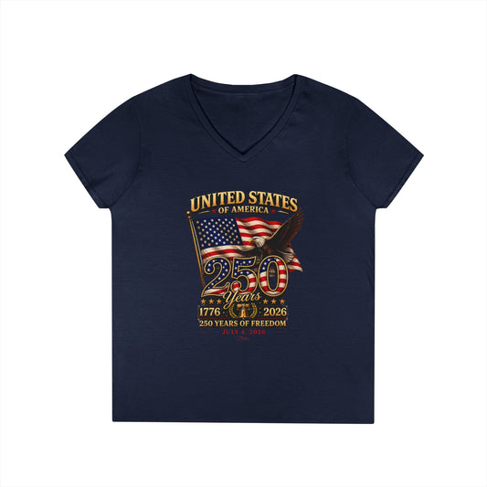 Ladies V-Neck T-Shirt · 250 Years of Freedom · Limited Edition