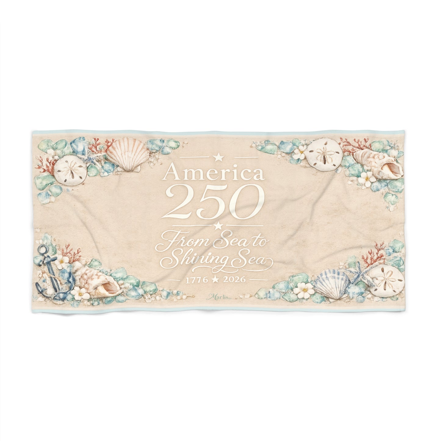 America 250 Nautical Beach Towel – From Sea to Shining Sea 1776–2026