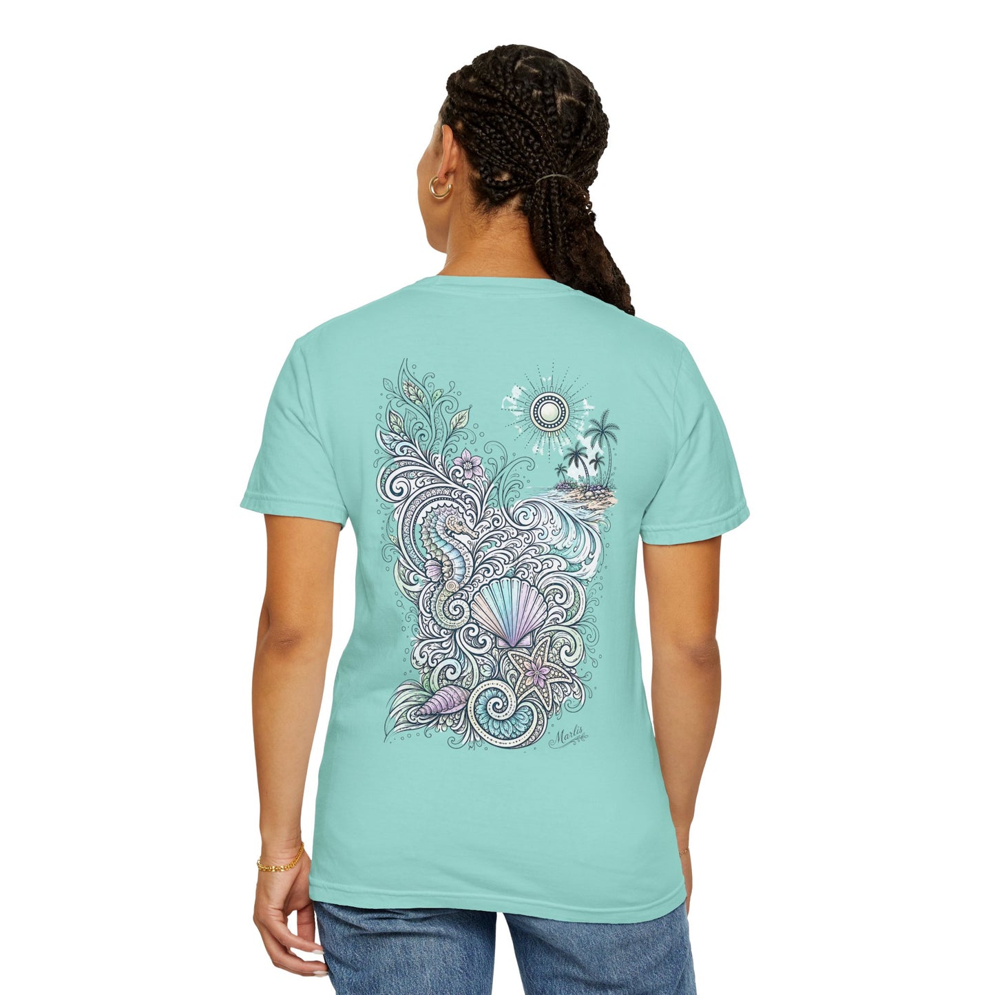 Seahorse Seashell Surf Graphic T-Shirt