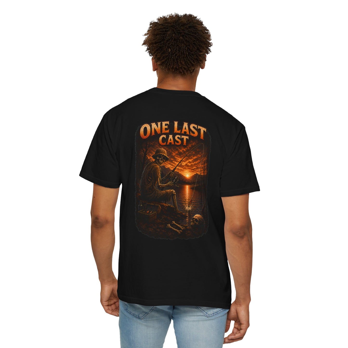 One Last Cast Fishing T-Shirt — Angler Sunset Graphic Tee