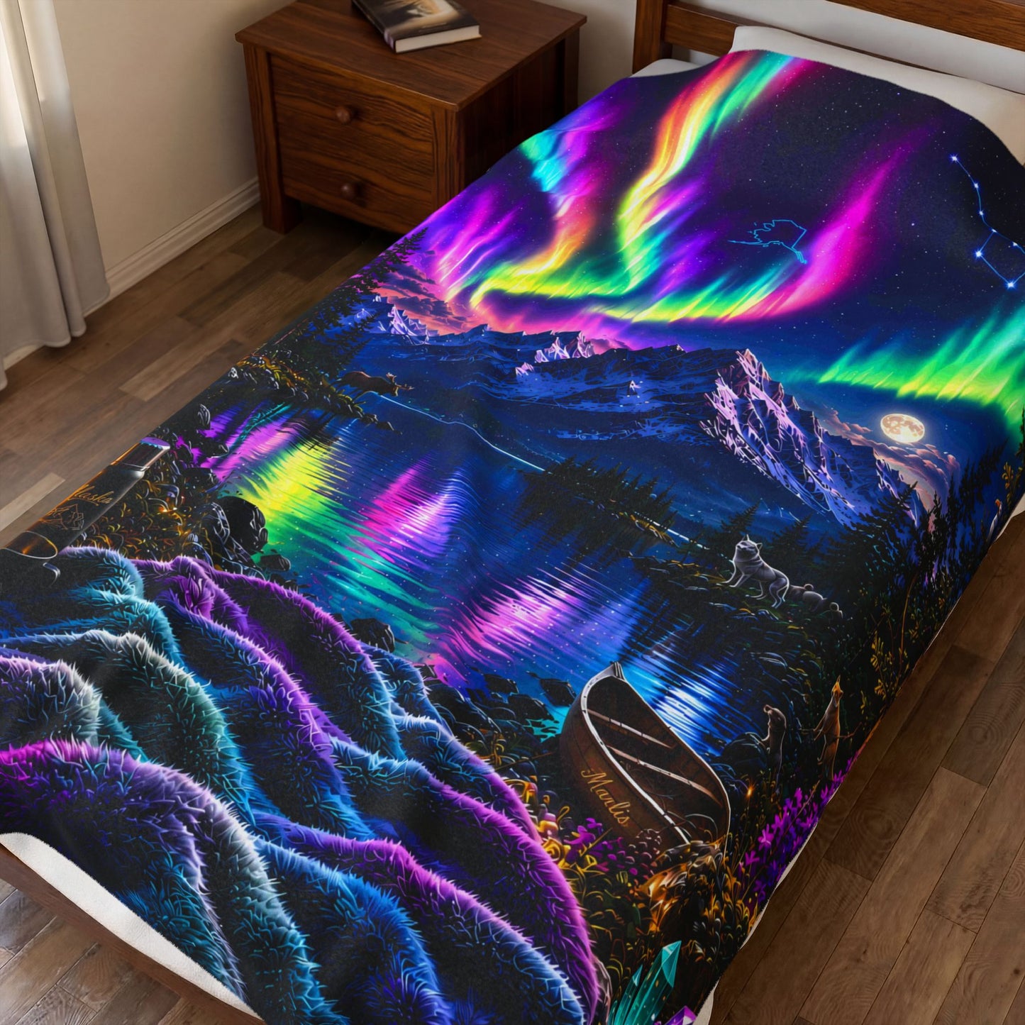 Alaska Lights Nest Immersive Seek-and-Find Blanket – "Alaska Lights Nest" Interactive Wearable Art Throw