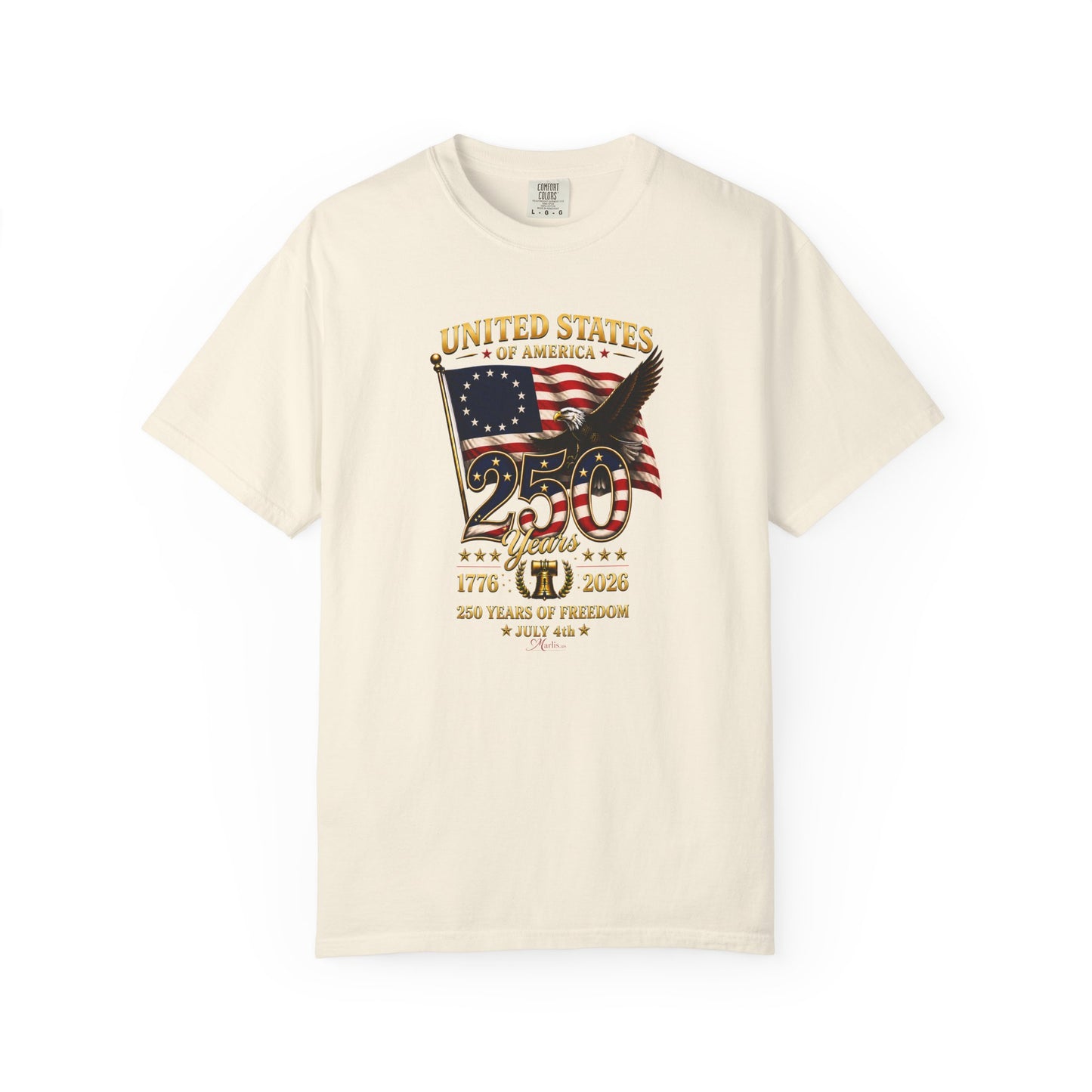 Betsy Ross Flag America 250 Vintage Anniversary Front Design Tee