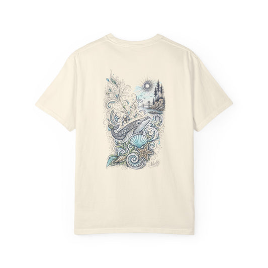 Ocean Whale Surf, Shell & Coastal Nature Back Graphic Tee