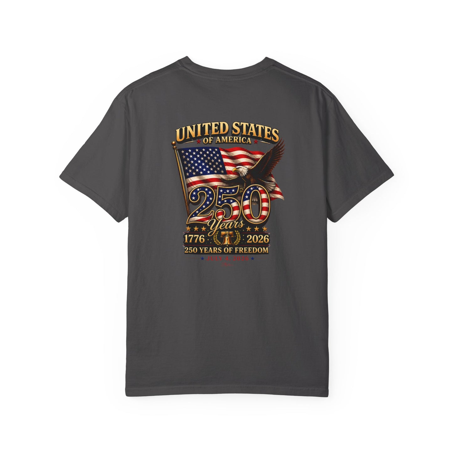 America 250 Anniversary Back & Chest Design Graphic Comfort Colors Tee