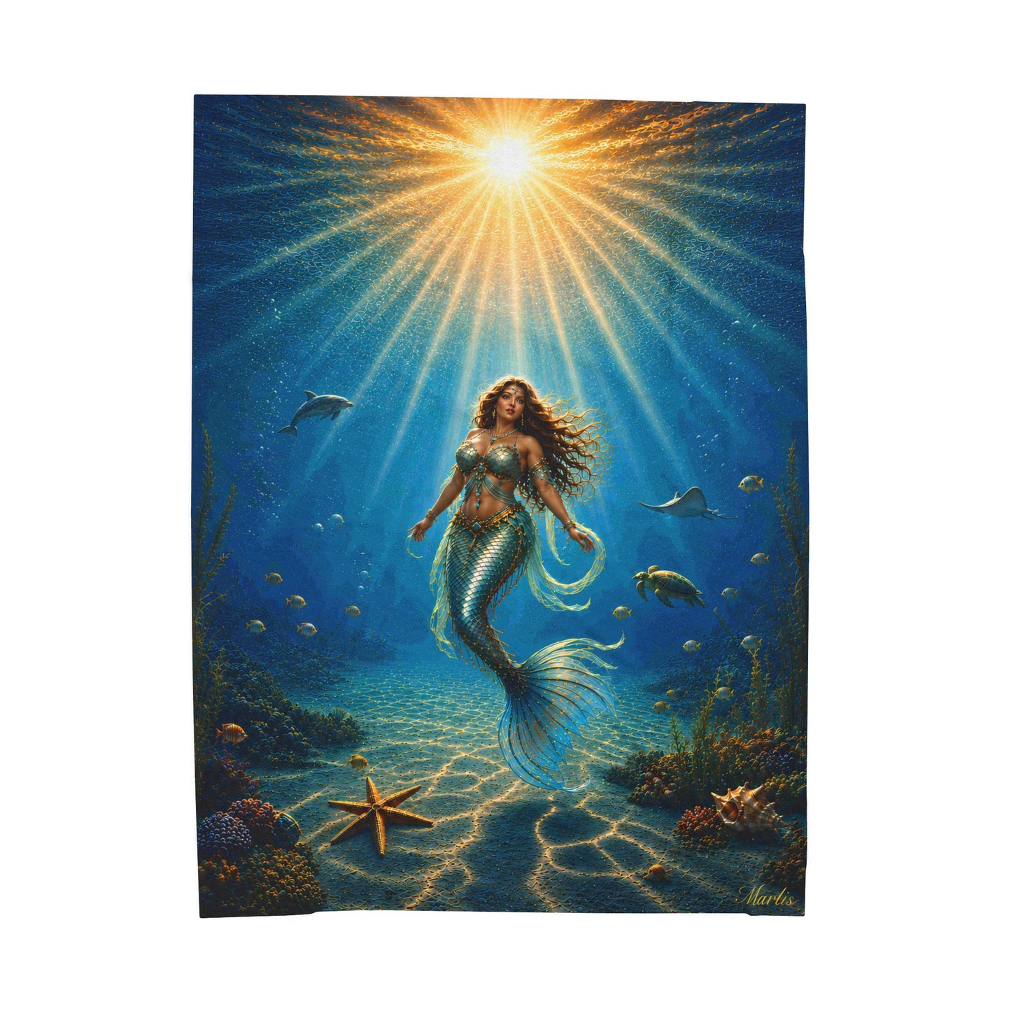 Sunrise Mermaid Oversized Velveteen Plush Blanket