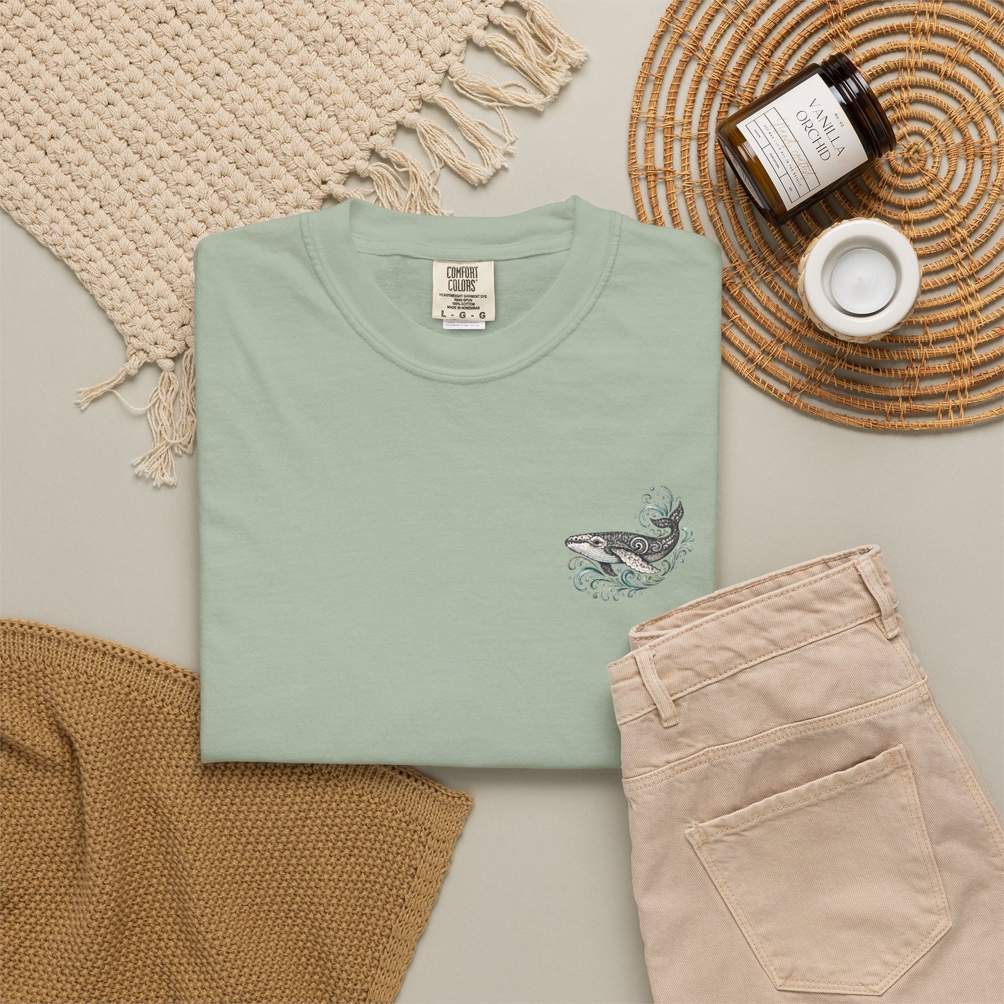 Ocean Whale Surf, Shell & Coastal Nature Back Graphic Tee