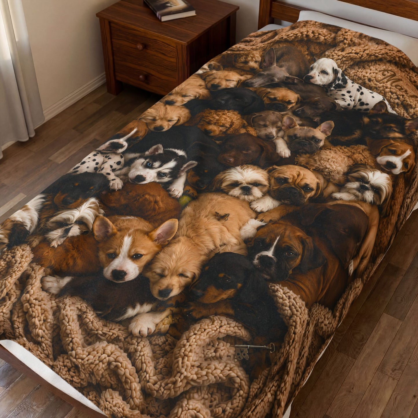Puppy Nest Velveteen Plush Blanket — Cozy Puppy Pile Throw for Dog Lovers