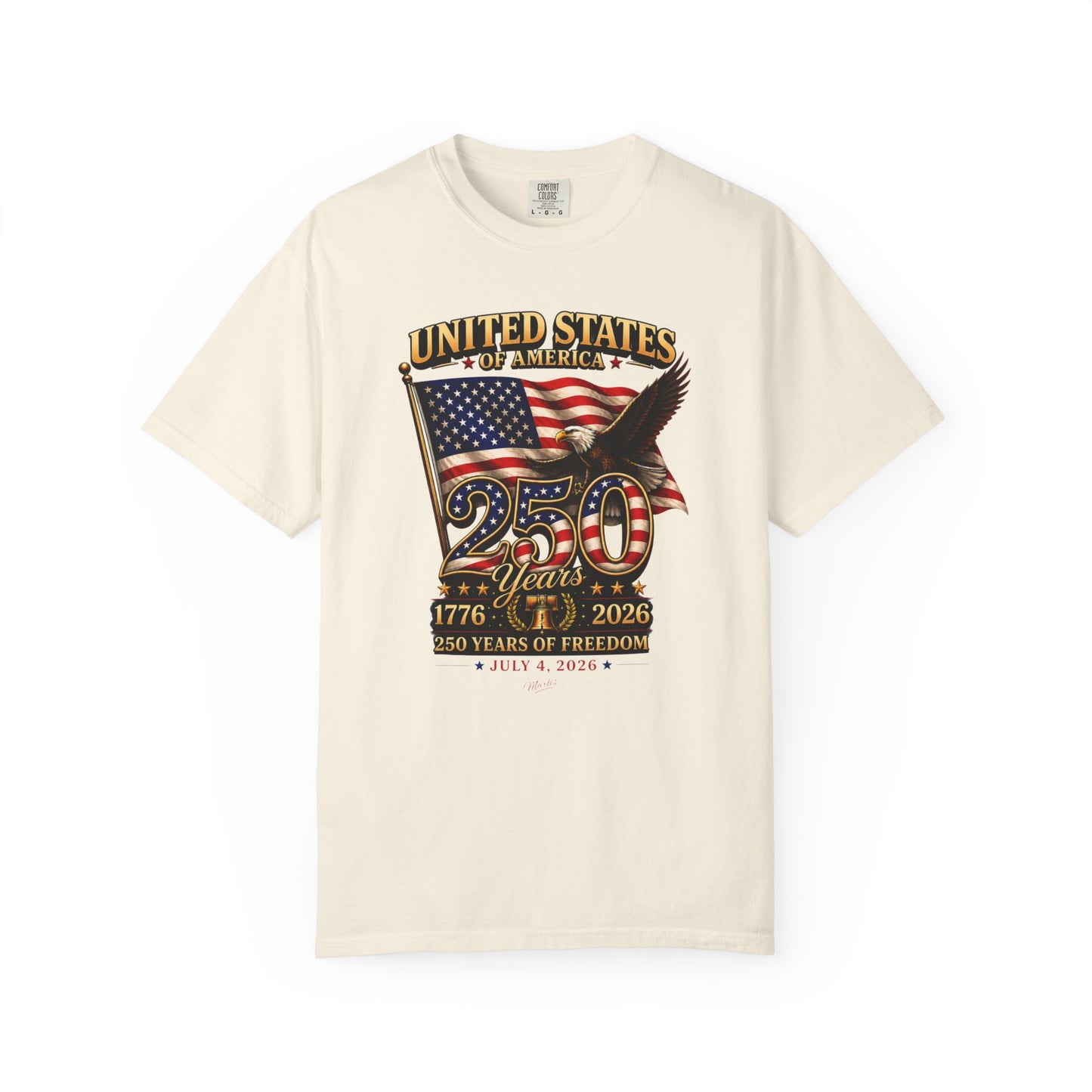 America 250 Freedom Eagle T-Shirt | Comfort Colors® 1717 Patriotic Graphic Tee | USA 1776-2026