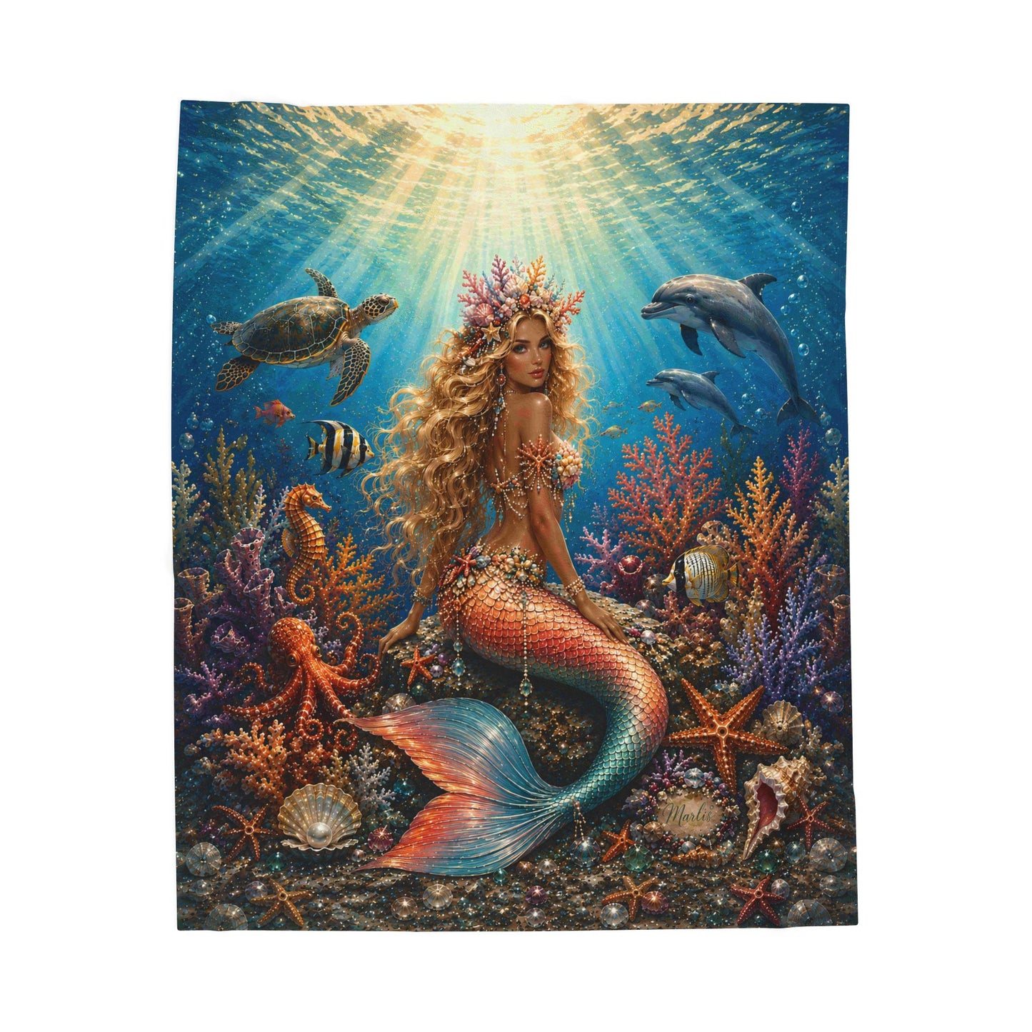 Coral Queen Velveteen Plush Blanket