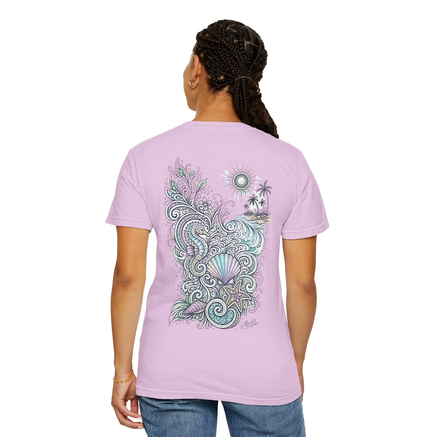 Seahorse Seashell Surf Graphic T-Shirt