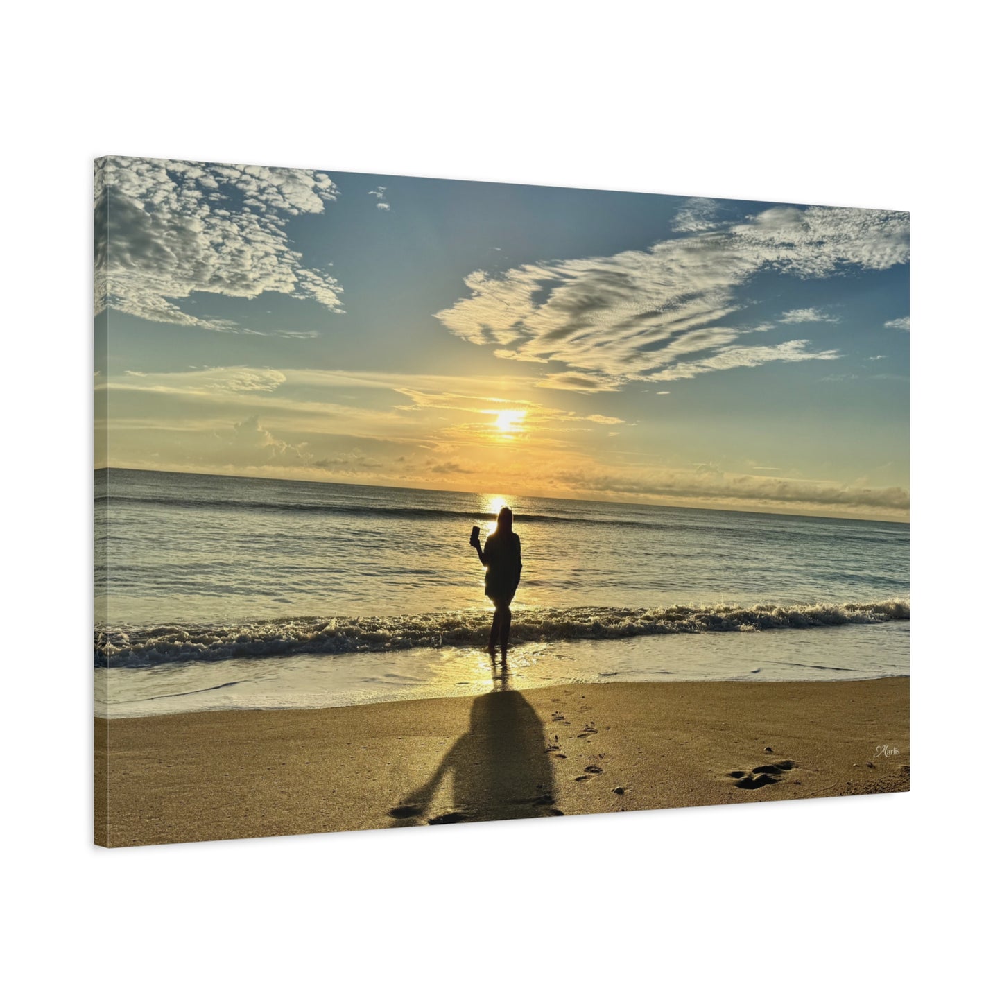 Nadine Sunrise Beach Silhouette Matte Canvas Print