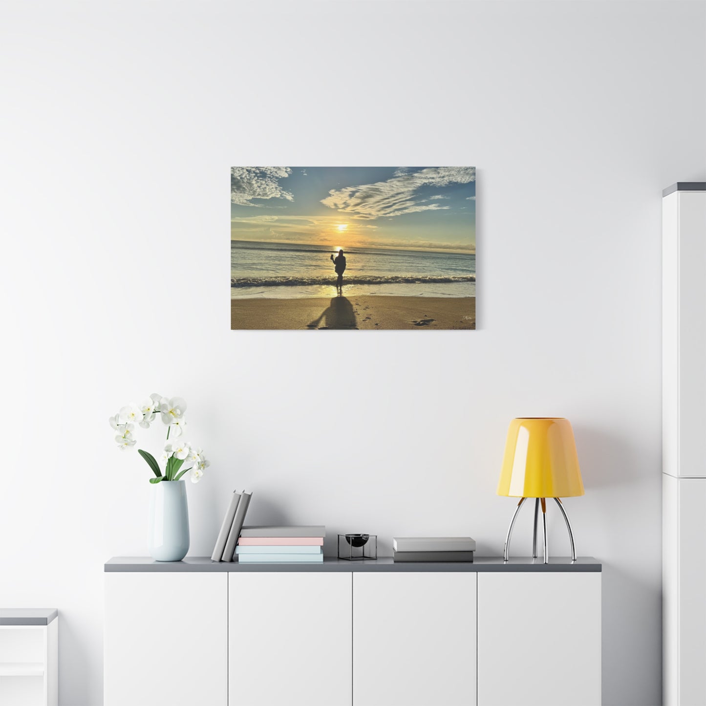 Nadine Sunrise Beach Silhouette Matte Canvas Print