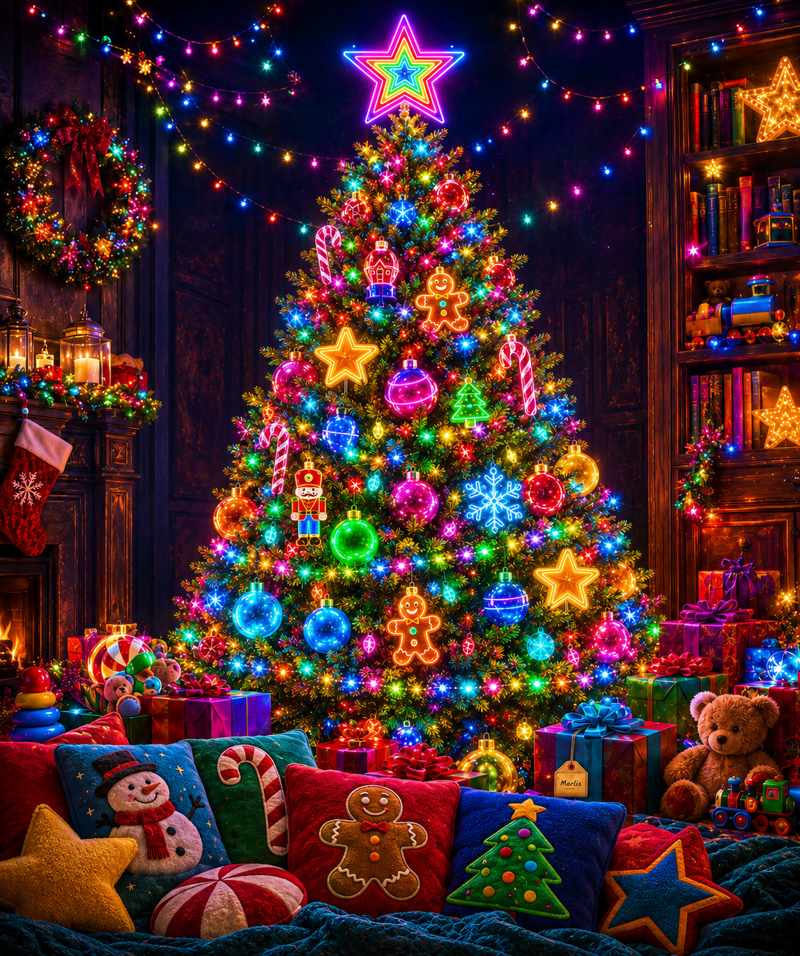 Neon Christmas Magic Glo Nest™ — Immersive Seek-and-Find Blanket