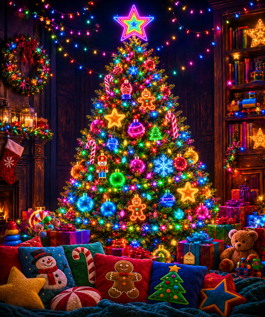 Neon Christmas Magic Glo Nest — Immersive Seek-and-Find Blanket