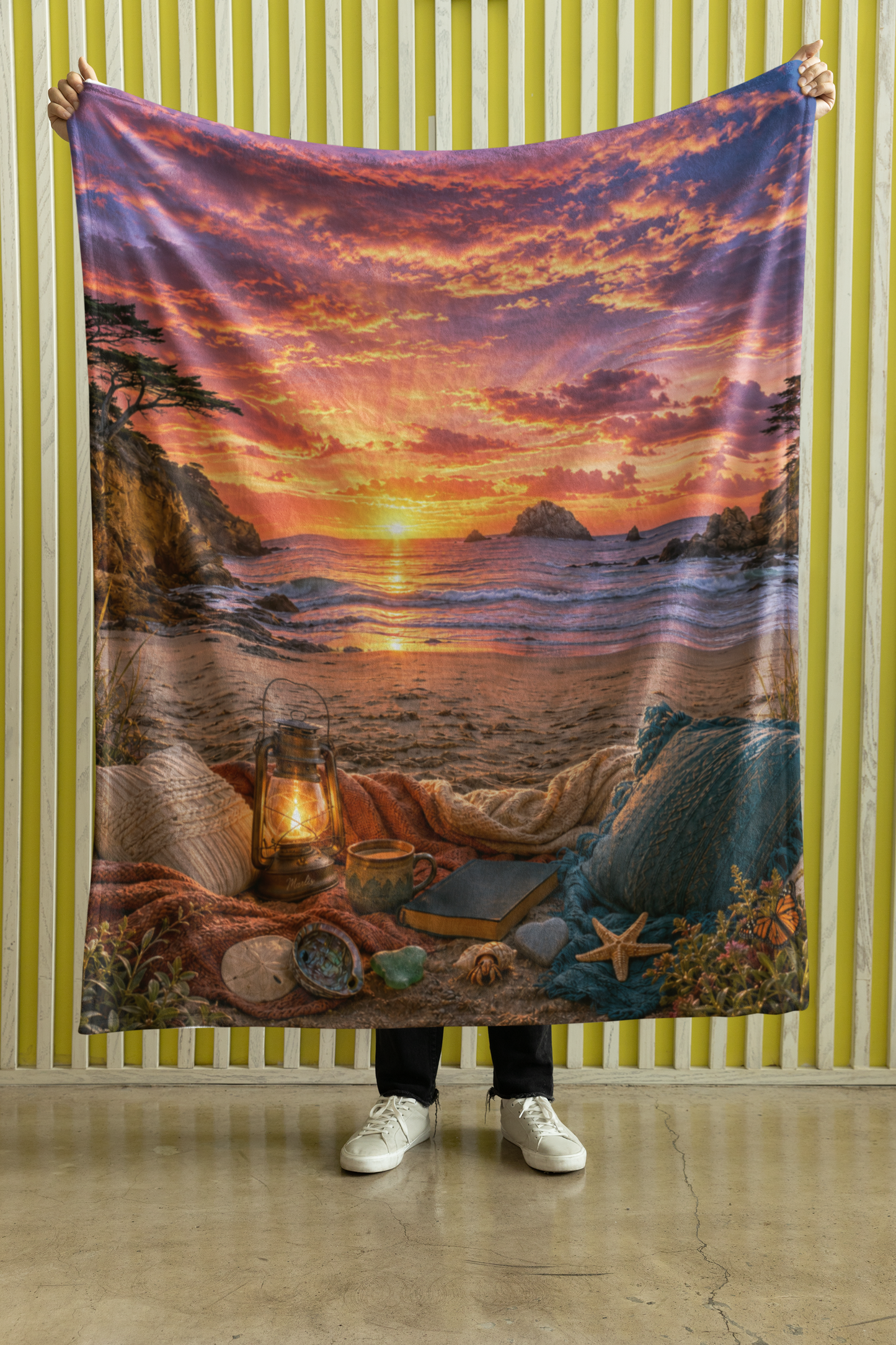 Pacific Sunset Nest —  Immersive Seek-and-Find Blanket