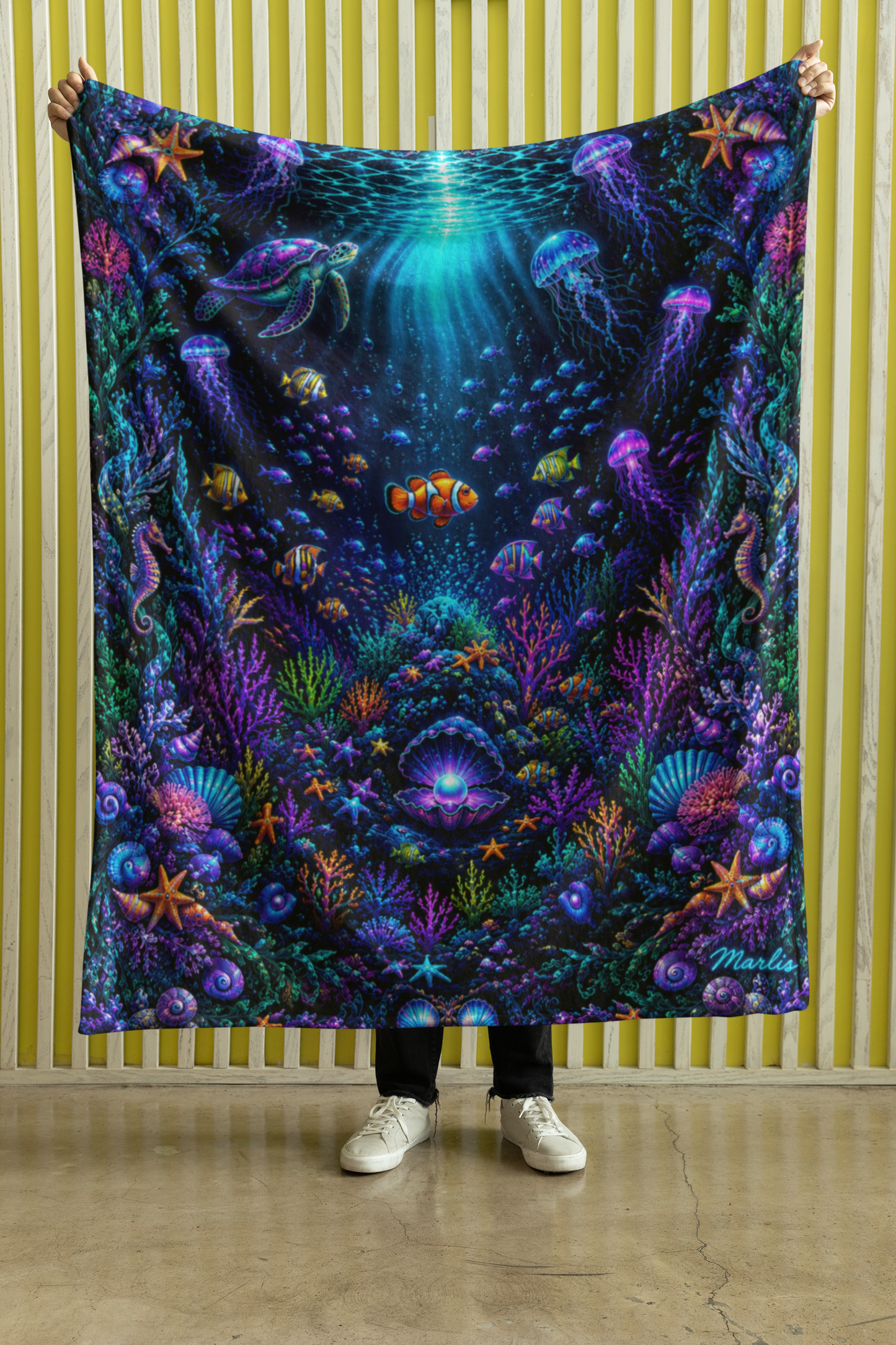 Midnight Reef Glo Nest — Oversized Immersive Seek-and-Find Oversized Blanket