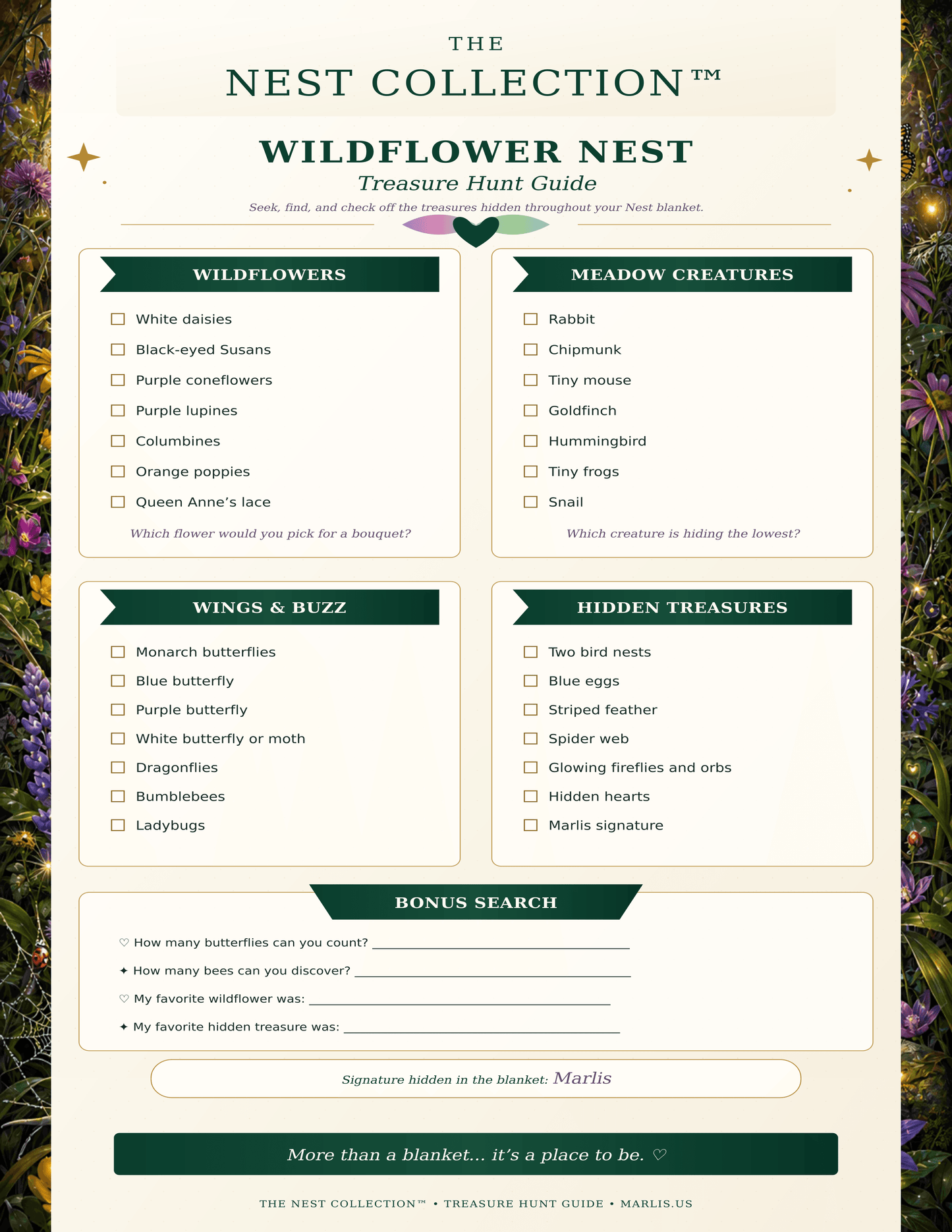 Wildflower Nest — Immersive Seek-and-Find Blanket