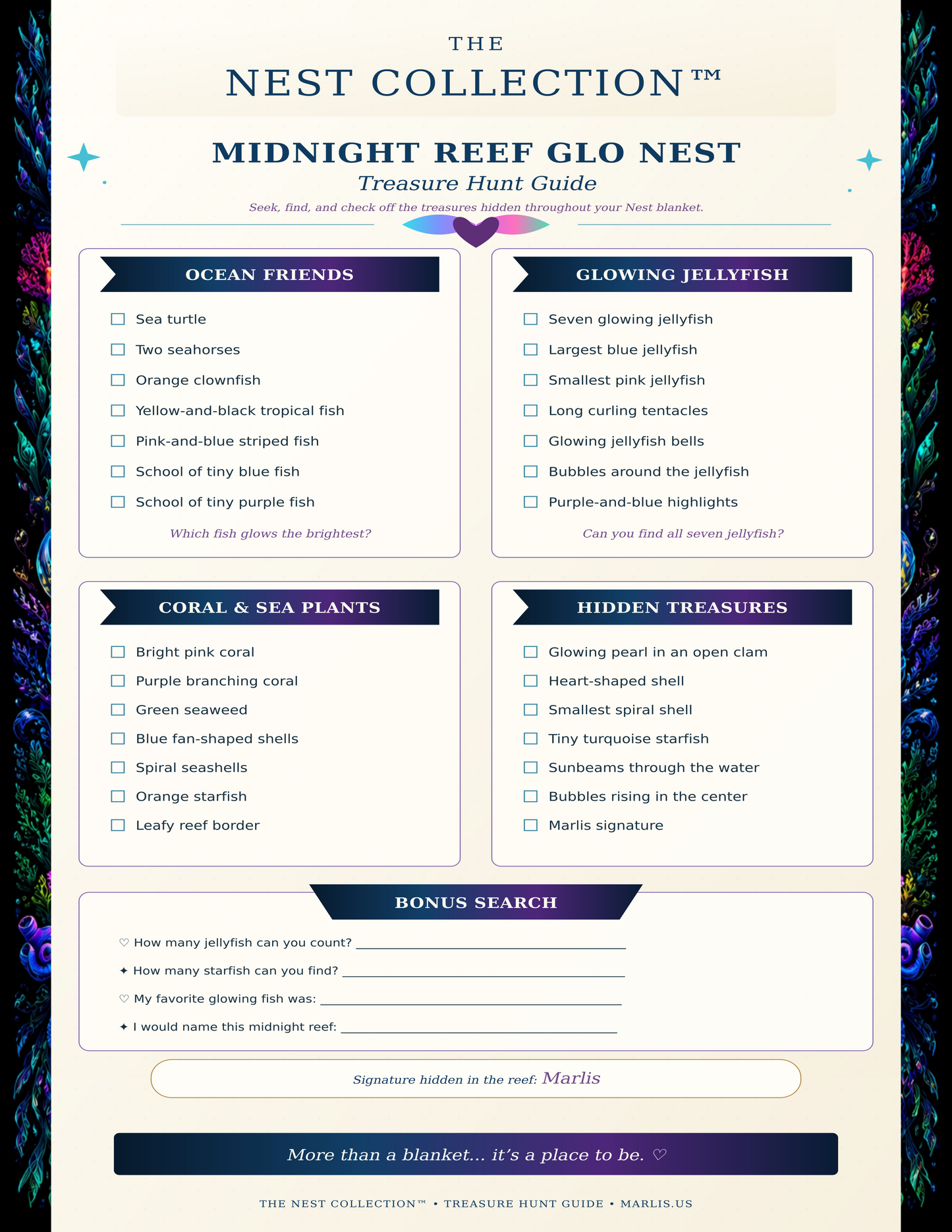 Midnight Reef Glo Nest — Oversized Immersive Seek-and-Find Oversized Blanket