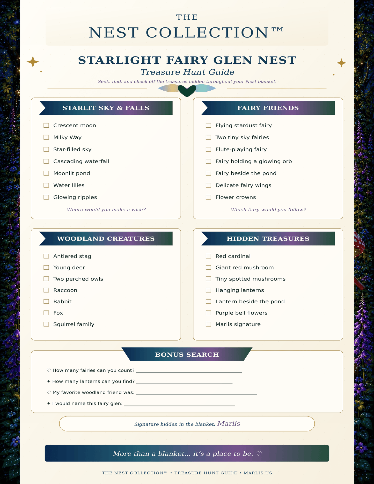 Starlight Fairy Glen Nest — Oversized Immersive Seek-and-Find Blanket